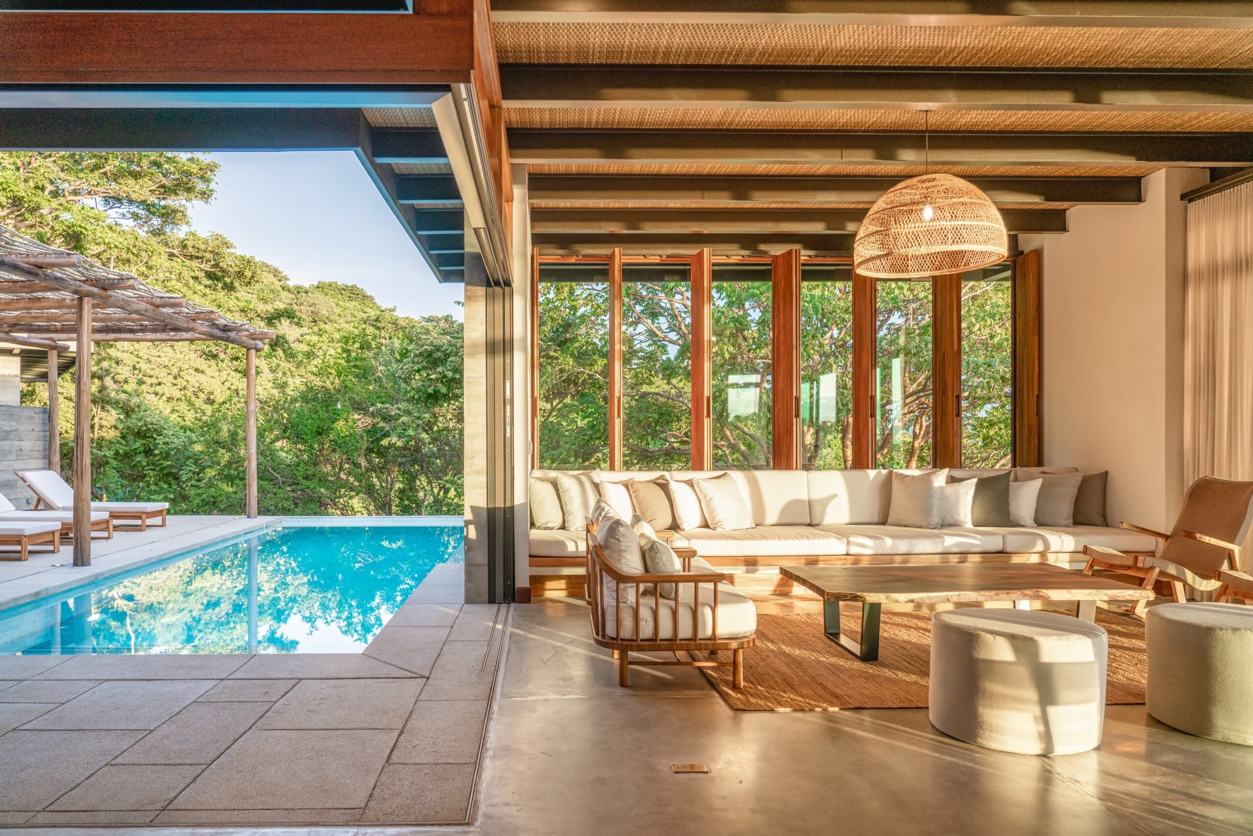 Open air living space and private pool at Inspirato home in Costa Elena, Costa Rica.