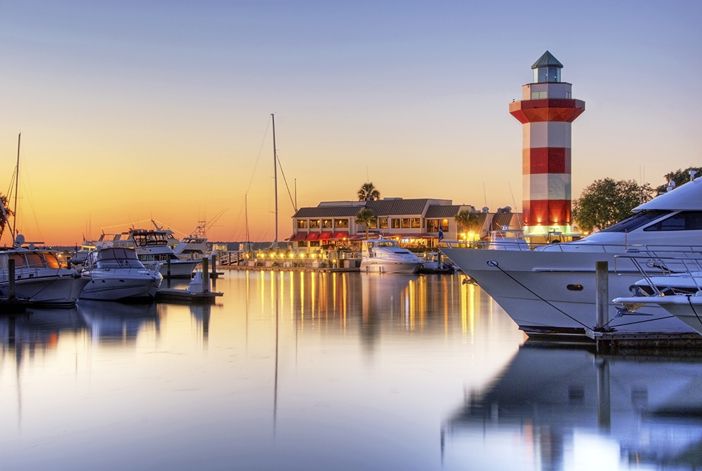 Harbour Town at dusk on Hilton Head Island, South Carolina