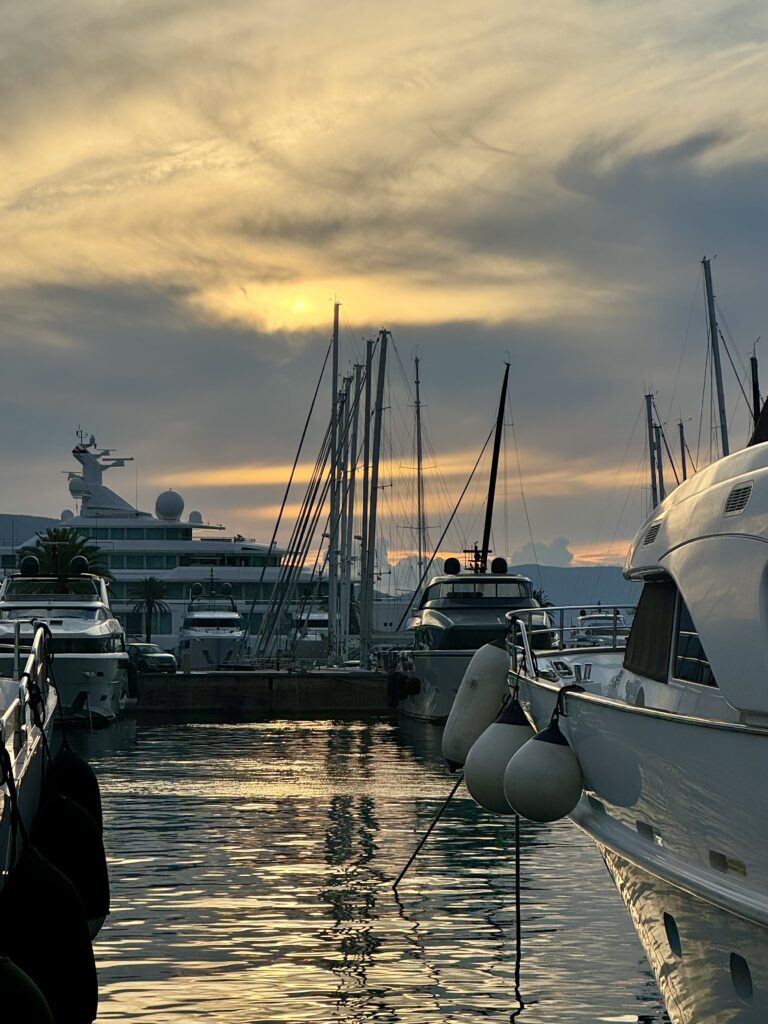 Sunset at the marina in Tivat