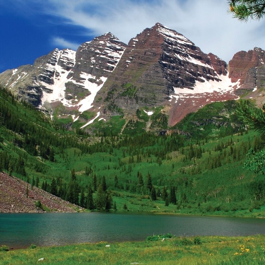Maroon Bells near Aspen in Colorado during the summer