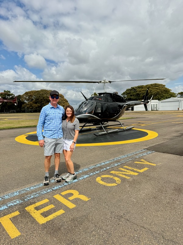 The Willises excited to board their helicopter for an adventure
