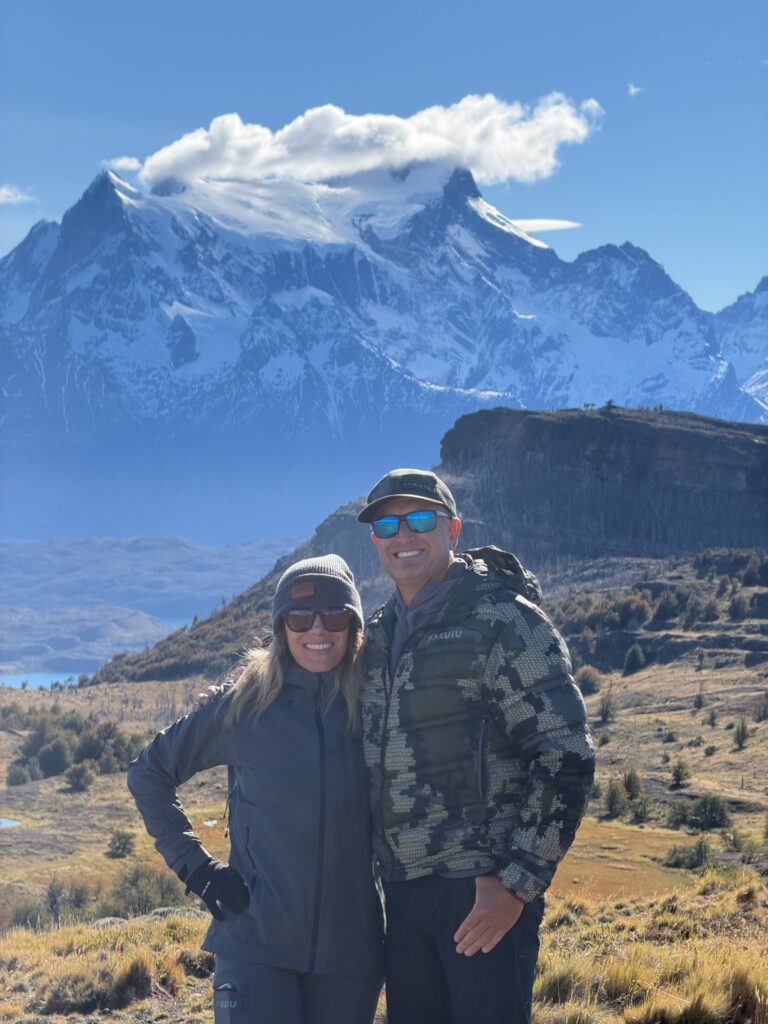 The Baders smiling for the camera in Patagonia