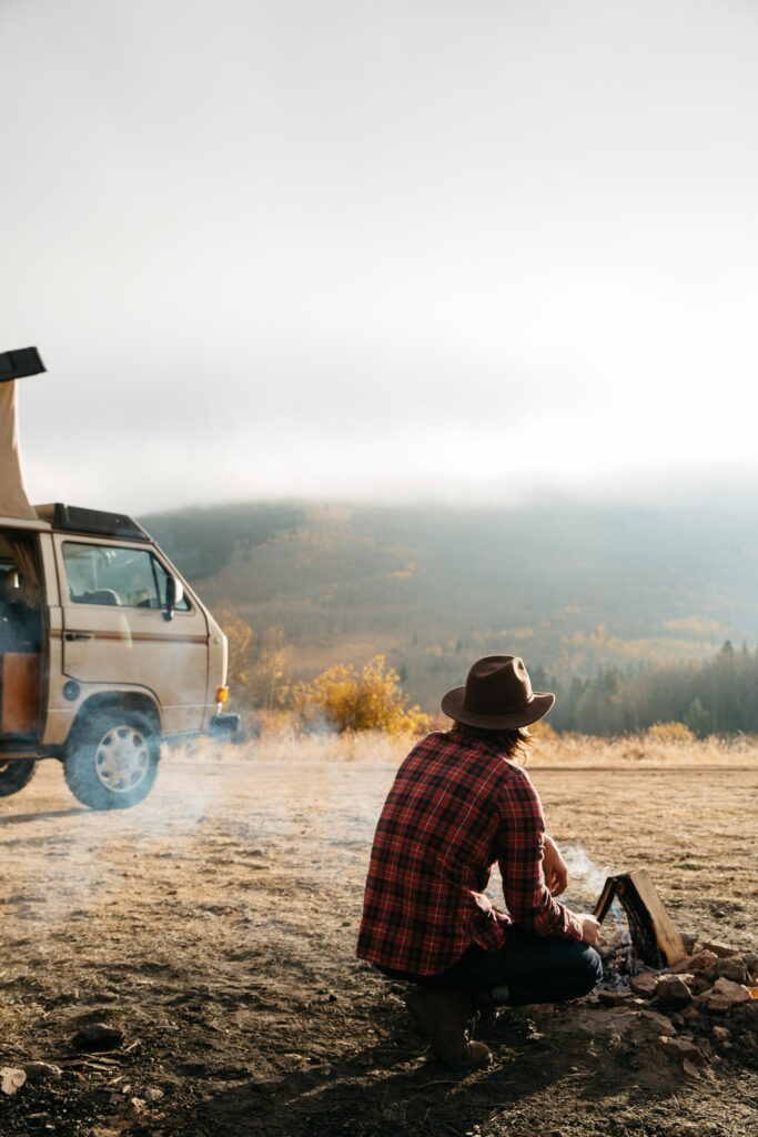 camper van in Colorado during the fall, one of the best leaf-peeping destinations in the United States