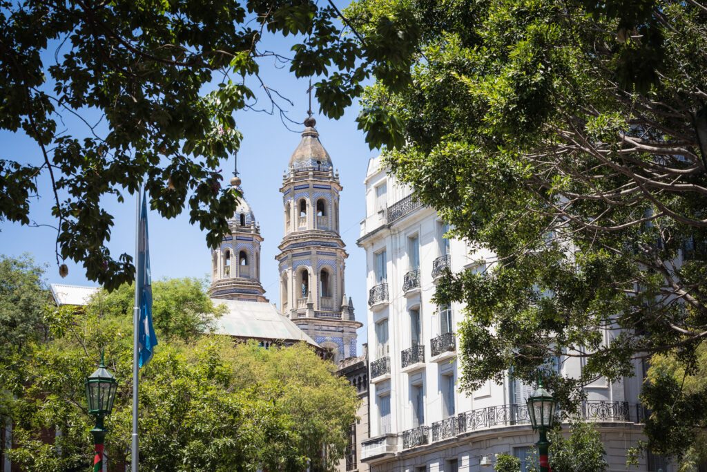 A view of a tree-lined street in Buenos Aires