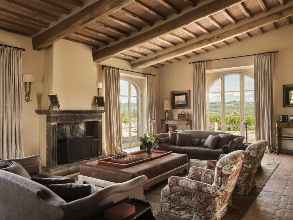 suite interior at Castiglion del Bosco, Tuscany, the best resort in Italy