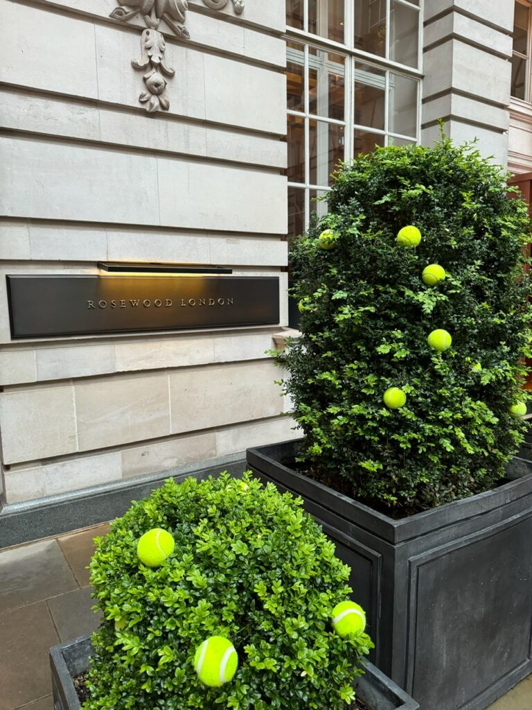 tennis balls decorating the landscape at wimbledon