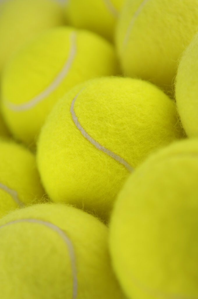 close-up of tennis balls