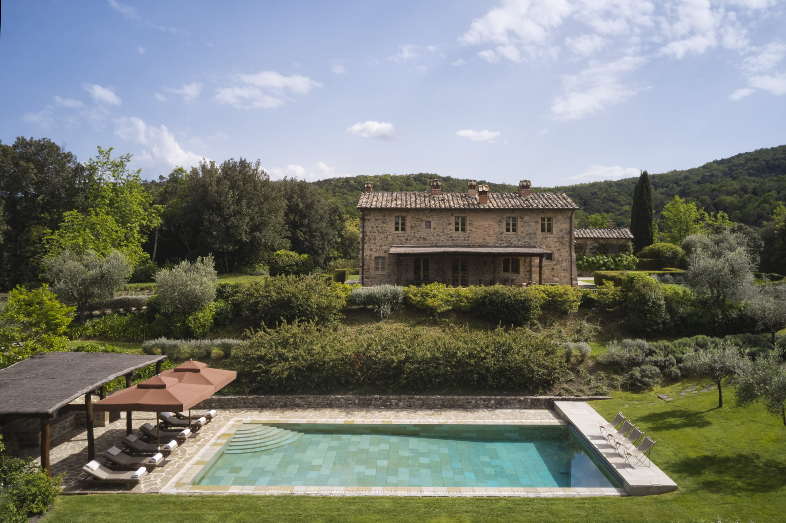 outdoor pool at Rosewood Castiglion del Bosco, Tuscany